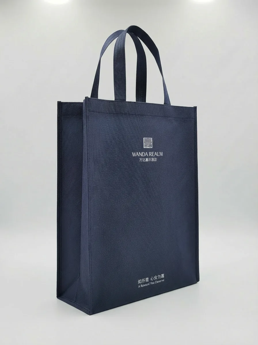 Sewn Navy Blue Hotel Non-Woven Bag